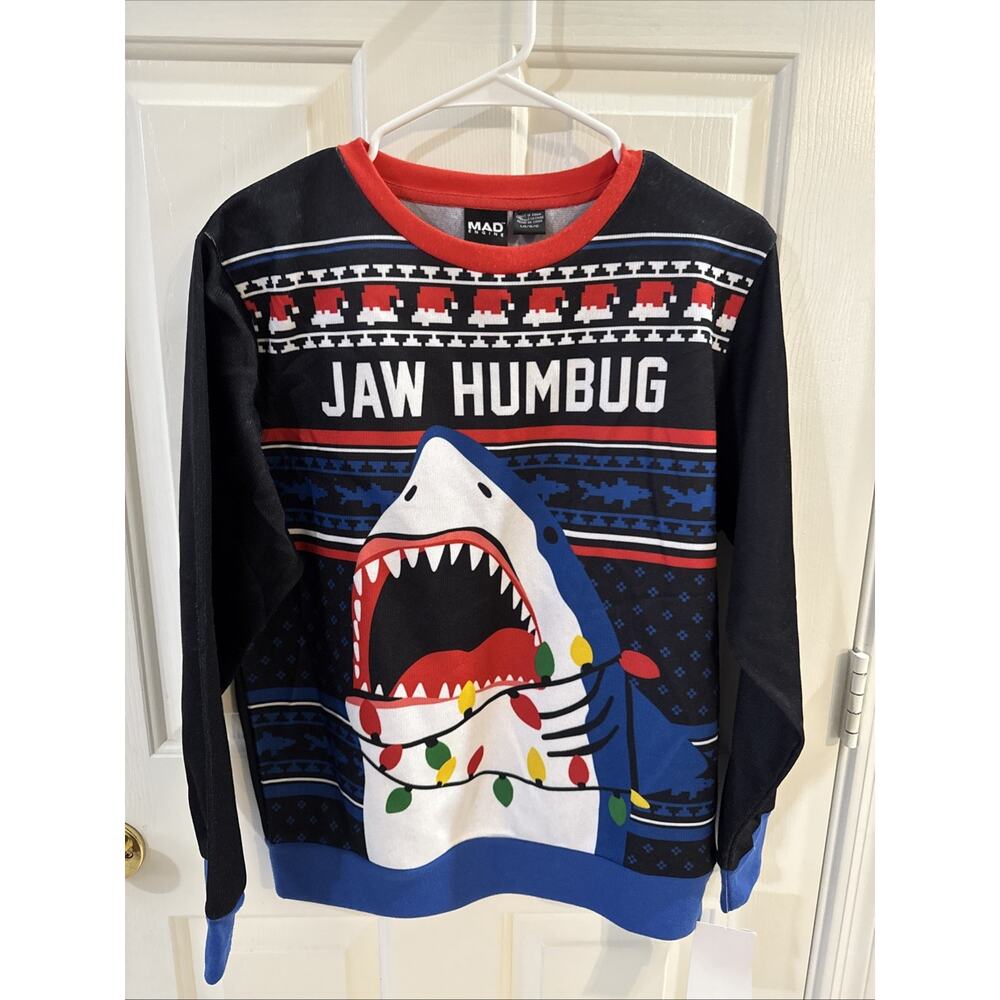 Jaw Humbug Long Sleeve Boys Christmas Top Size Large 14-16- NWT Mad Engine Santa